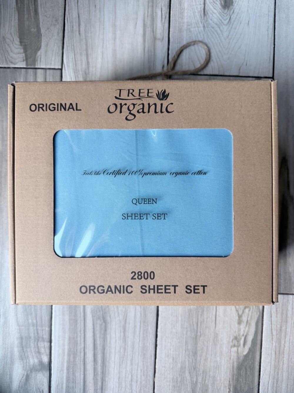 Tree Organic 2800 Series Queen Sheet Set 100% Organic Satisfied Cotton Teal New